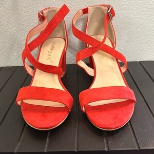 ALLEGRA K RED STRAPPY HEEL